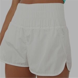 Free People White The Way Home  Run Shorts with liner NWT